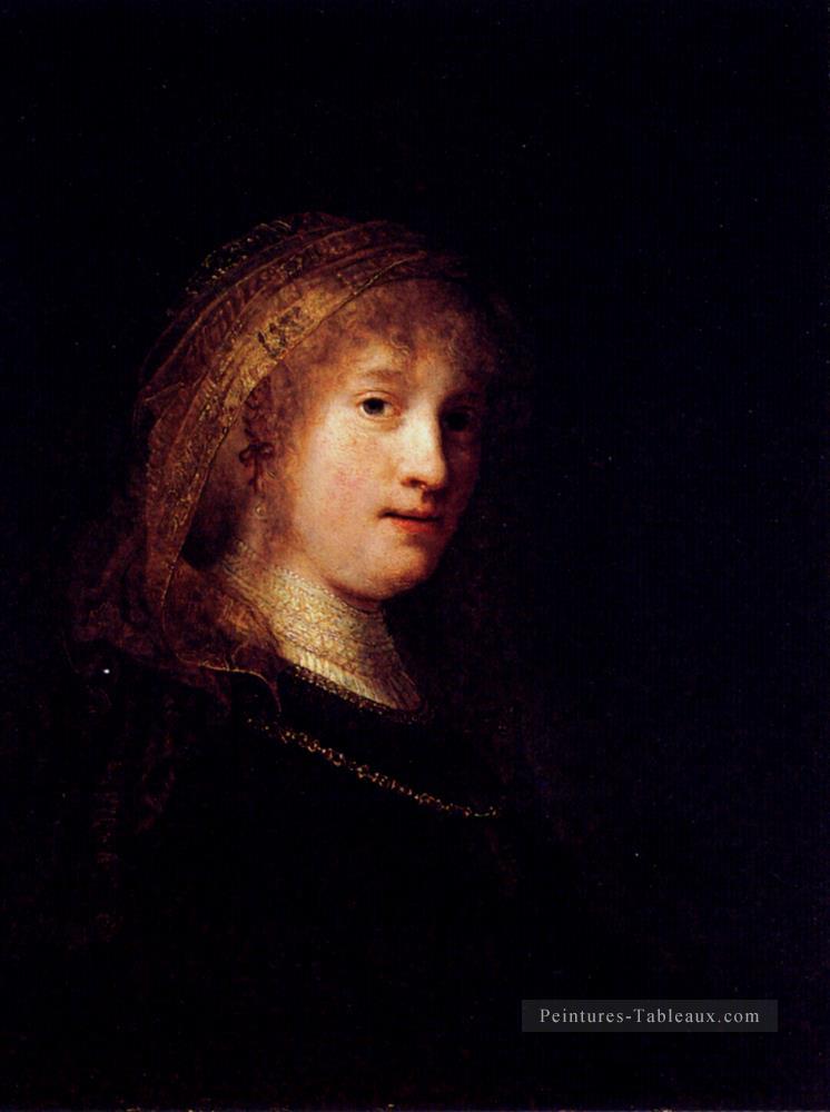 Saskia portant un portrait de Veil Rembrandt Peintures à l'huile